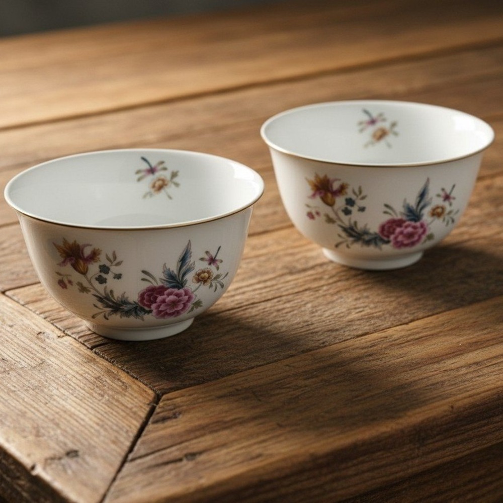 Avon American Heirloom Independence Day Bowls, Set of 2,‎ Dragonfly & Floral